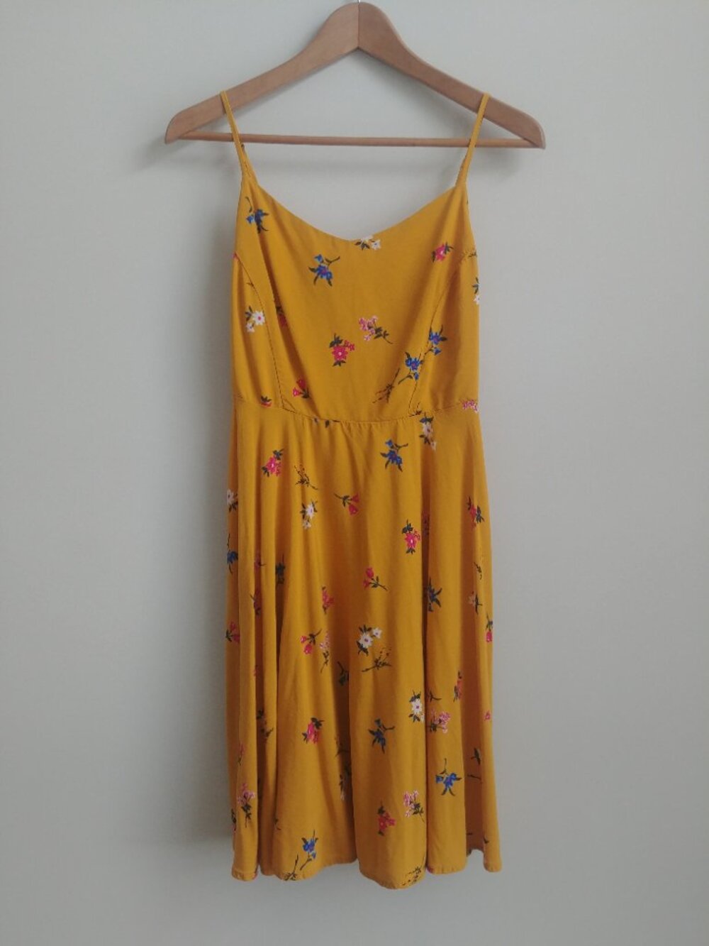 Old Navy Medium spaghetti strap deep mustard yellow floral dress